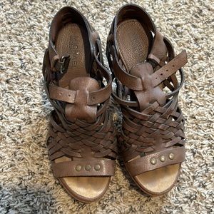 Michael Kors brown wooden platform sandals